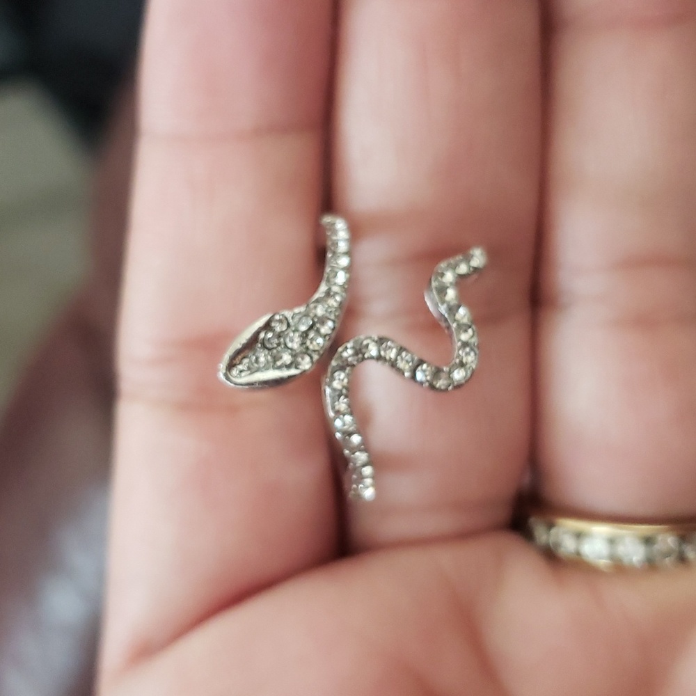 Rhinestone Snake Ring Adjustable - Picture 2 of 7